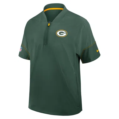 Nike Green Bay Packers Sideline Coach  Men's Nfl 1/2-zip Short-sleeve Hooded Jacket