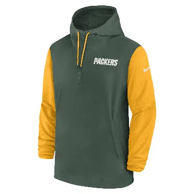 Nike Men's Green/gold Green Bay Packers 2024/25 Sideline Pre-game Player 1/2-zip Hoodie Jacket In Green,gold