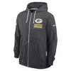 Nike Anthracite Green Bay Packers Sideline Standard Issue Utility Player Dri-fit Full-zip Hoodie In Black