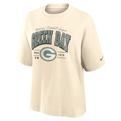 Nike Green Bay Packers Vintage Mod Boxy  Women's Nfl T-shirt In White