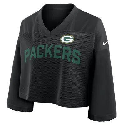 Nike Green Bay Packers Wide Receiver Jersey Fashion  Women's Dri-fit Nfl Cropped Top In Black