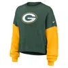 Nike Green Green Bay Packers Oversized Color-block Pullover Sweatshirt In Green