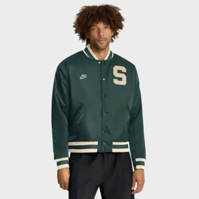 Nike Green Michigan State Spartans Legacy Full-snap Bomber Jacket