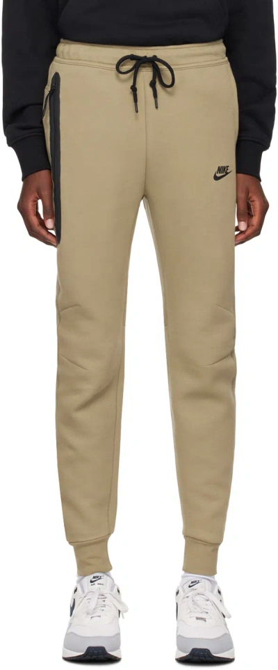 Nike Green Sportswear Tech Sweatpants In Neutral Olive/black