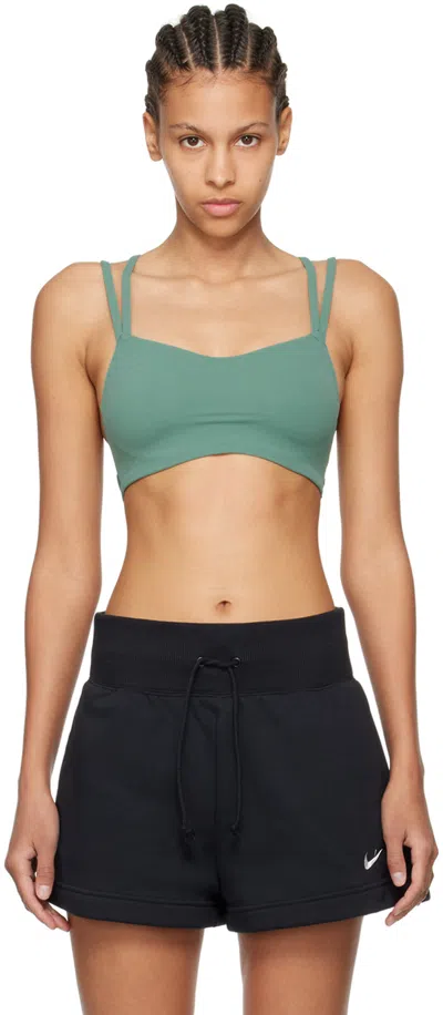 Nike Green Zenvy Sport Bra In Bicoastal/white