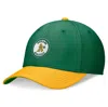NIKE NIKE GREEN/GOLD OAKLAND ATHLETICS COOPERSTOWN COLLECTION REWIND SWOOSHFLEX PERFORMANCE HAT