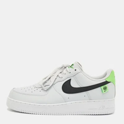 Pre-owned Nike Grey Leather Air Force 1 Low Worldwide Pure Platinum Sneakers Size 44.5 In Gray