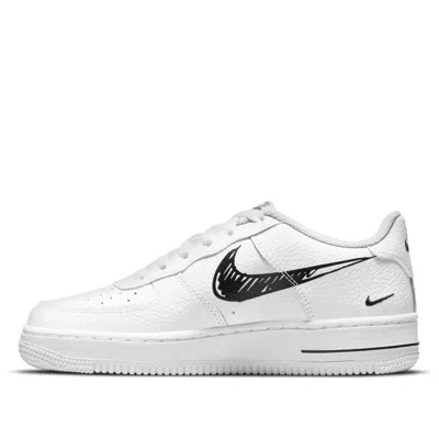 Nike (gs)  Air Force 1 Low 'doodle Swoosh - White Black'