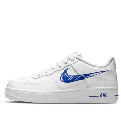 Nike (gs)  Air Force 1 Low 'doodle Swoosh - White Racer Blue' In Multi