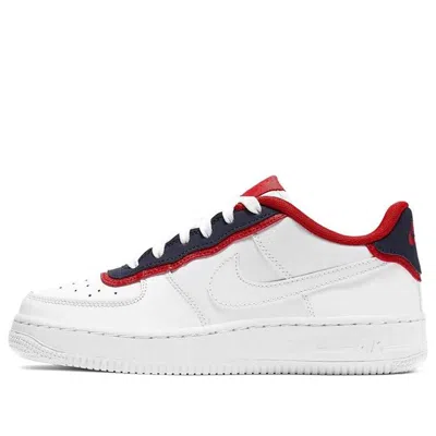 Nike (gs)  Air Force 1 Low Lv8 Dbl 'red Obsidian' In White