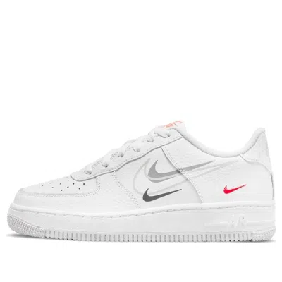 Nike (gs)  Air Force 1 Low 'multi-swoosh White Particle Grey Photon Dust Bright Crimson'