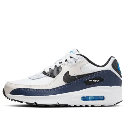 Nike (gs)  Air Max 90 Leather 'beige Thunder Blue' In White