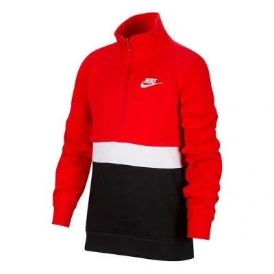 Nike (gs)  B  Sportswear Club Half Zip University Red In Multi