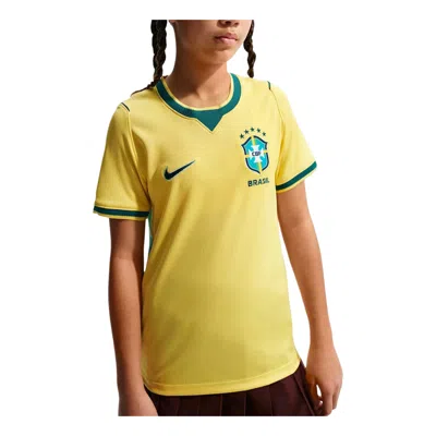 Nike (gs)  Brazil National Team 2026 Stadium Home Dri-fit Soccer Jersey 'canary Light Menta Geode Tea In Gold