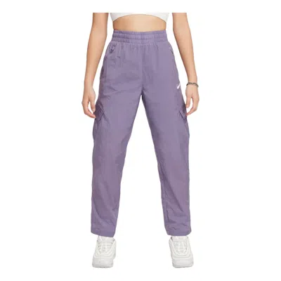 Nike (gs)  High Waisted Woven Cargo Pants 'daybreak' In Purple