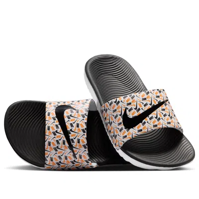 Nike (gs)  Kawa Slides 'white Black Total Orange' In Multi