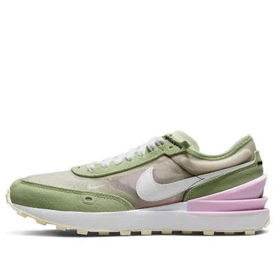 Nike (gs)  Waffle One Athleisure Casual Sports Shoe Green Pink