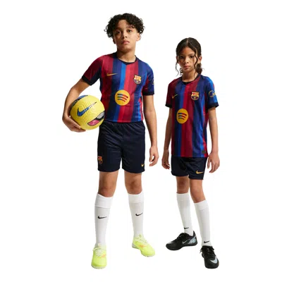 Nike (gs)  X F.c. Barcelona 2026/27 Stadium Home Dri-fit Replica Shorts 'deep Garnet Blue Void Minera In Multi