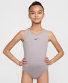 Nike Gymnastics Nike Girls 7-16 Gymnastics Strappy Performance Back Leotard In Gray