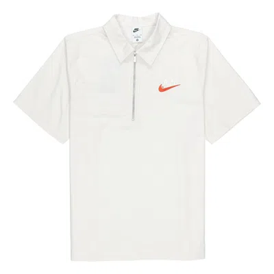 Nike Half Zipper Solid Color Short Sleeve Polo Shirt White