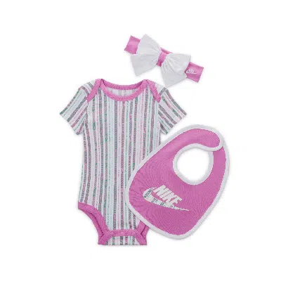 Nike Happy Camper Baby 3-piece Bodysuit Box Set In White
