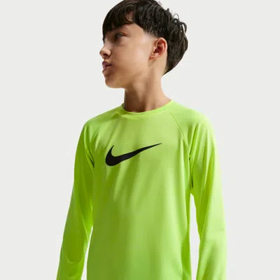 Nike Heather Big Kids' (boys') Long-sleeve Hydroguard Swim Shirt In Green