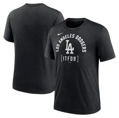 Nike Heather Black Los Angeles Dodgers Swing Big Tri-blend T-shirt