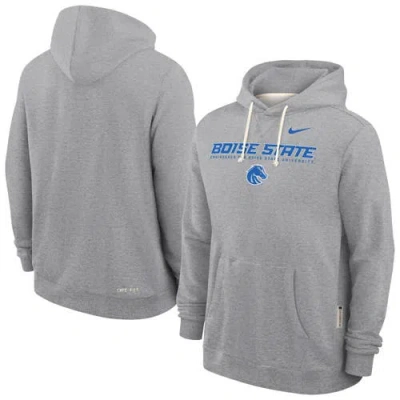 Nike Heather Gray Boise State Broncos 2025 Sideline Performance Pullover Hoodie In Brown