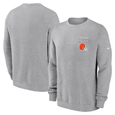 Nike Heather Gray Cleveland Browns Primetime Club Fleece Pullover Sweatshirt In Gold