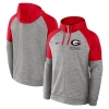 Nike Men's Heather Gray Georgia Bulldogs Fitness Raglan Performance Full-zip Hoodie In Heather Gray