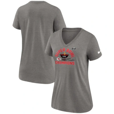 Nike Kansas City Chiefs Super Bowl Lviii Champions Local  Women's Nfl T-shirt In Grey