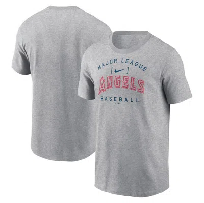 Nike Heather Grey Los Angeles Angels Home Team Athletic Arch T-shirt In Grey