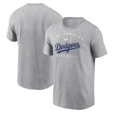 Nike Heather Grey Los Angeles Dodgers Home Team Athletic Arch T-shirt In Grey