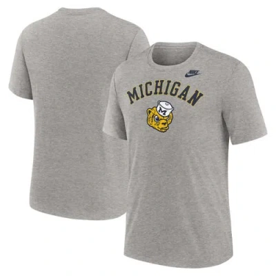 Nike Heather Gray Michigan Wolverines Legacy Arch Tri-blend T-shirt