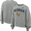 Nike Michigan Wolverines Legacy Classic Arch  Women's College Pullover Crew In Heather Gray