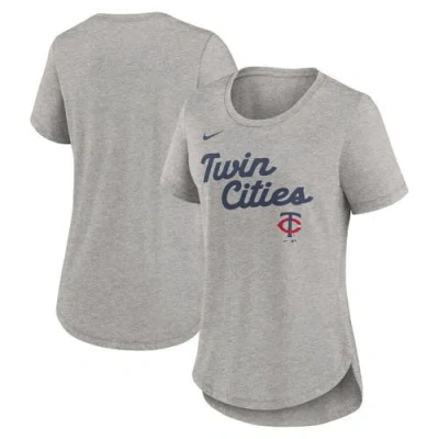 Nike Heather Gray Minnesota Twins Script Tri-blend T-shirt