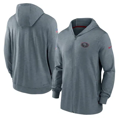 Nike Men's  Heather Gray San Francisco 49ers Sideline Team Pop Full-zip Hoodie Jacket