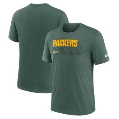 Nike Heather Green Green Bay Packers Long Pass Tri-blend T-shirt