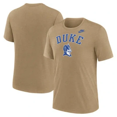 Nike Heather Light Brown Duke Blue Devils Legacy Arch Tri-blend T-shirt