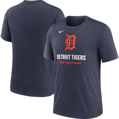 Nike Heather Navy Detroit Tigers Logo Tri-blend T-shirt In Blue