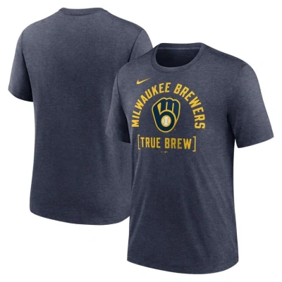 Nike Heather Navy Milwaukee Brewers Swing Big Tri-blend T-shirt