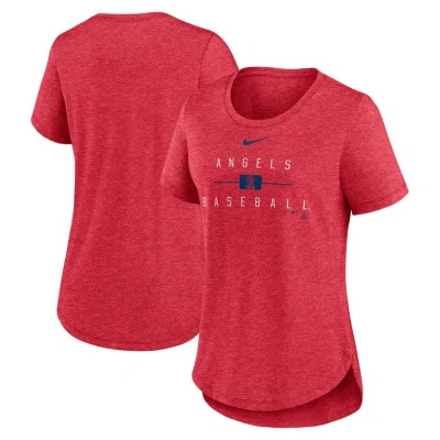 Nike Heather Red Los Angeles Angels Knockout Team Stack Tri-blend T-shirt