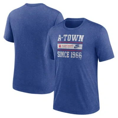 Nike Heather Royal Atlanta Braves Cooperstown Collection Local Stack Tri-blend T-shirt