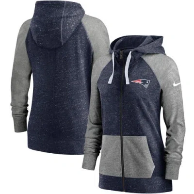 Nike Heathered Navy New England Patriots Gym Vintage Full-zip Hoodie