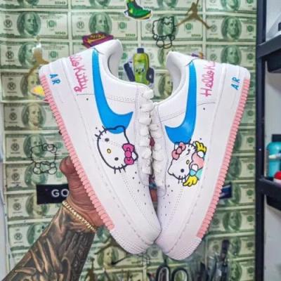 Pre-owned Nike ?? ? Hello Kitty  Air Force 1 07 Custom / Girls Gs Women Men Af1 In Black