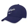Nike Heritage 86 Wordmark Swoosh Mlb Los Angeles Dodgers Adjustable Caps 'royal Blue'