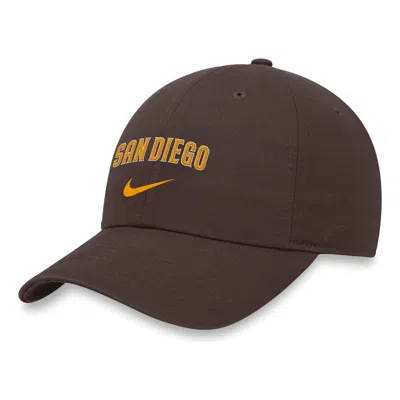 Nike Heritage 86 Wordmark Swoosh Mlb San Diego Padres Adjustable Caps 'brown'