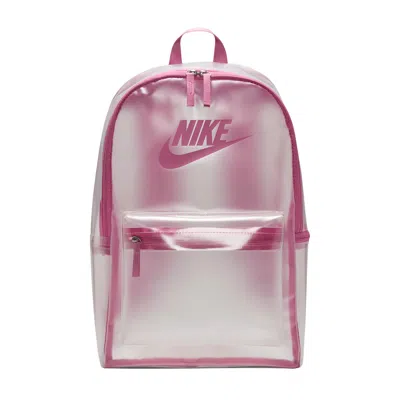 Pre-owned Nike Heritage Crystal Backpack 'clear/magic Flamingo/magic Flamingo' | Silver | Kid's Size Onesize