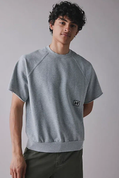 Nike Heritage Fleece Short Sleeve Raglan Sweatshirt In Smoke Grey, Men's At Urban Outfitters