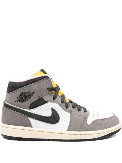 Nike Hi-top Leather Sneakers In Gray